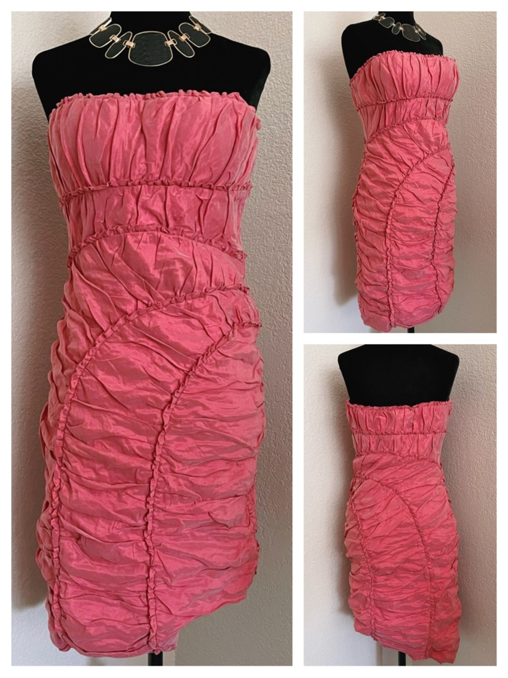 BCBGMaxAzria Taffeta Strapless Ruched Dress